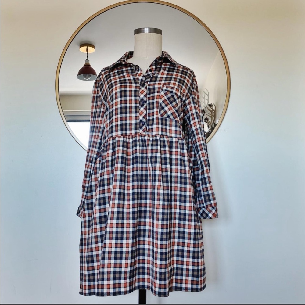 Navy & Red Plaid Women’s ModDolly Dress